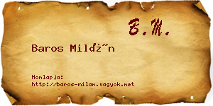 Baros Milán névjegykártya